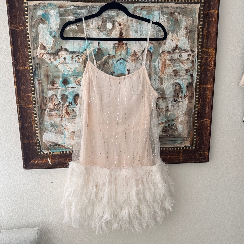 Elegant Feathered Dress with Sparkle Accents